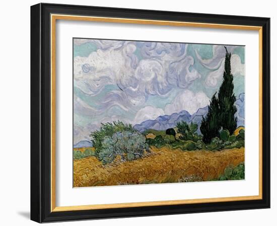 Wheatfield with Cypresses, 1889-Vincent van Gogh-Framed Giclee Print