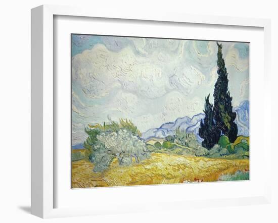 Wheatfield with Cypresses, 1889-Vincent van Gogh-Framed Giclee Print