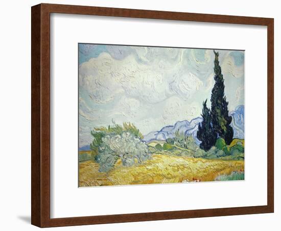 Wheatfield with Cypresses, 1889-Vincent van Gogh-Framed Giclee Print