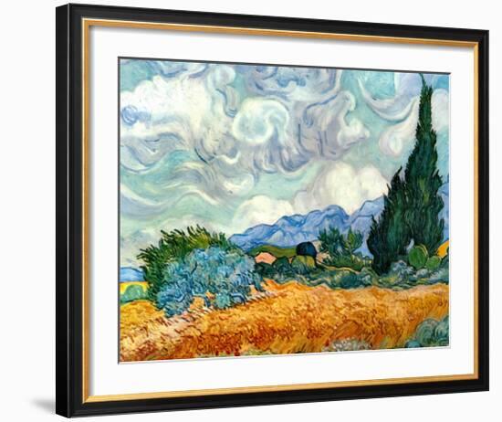 Wheatfield with Cypresses, c.1889-Vincent van Gogh-Framed Art Print