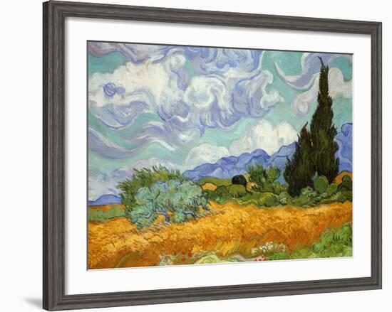 Wheatfield with Cypresses, c.1889-Vincent van Gogh-Framed Art Print