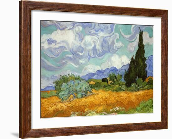 Wheatfield with Cypresses, c.1889-Vincent van Gogh-Framed Art Print