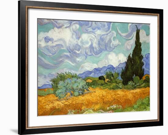 Wheatfield with Cypresses, c.1889-Vincent van Gogh-Framed Art Print
