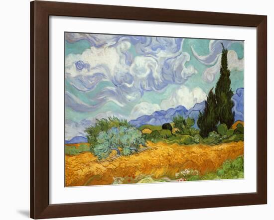 Wheatfield with Cypresses, c.1889-Vincent van Gogh-Framed Art Print