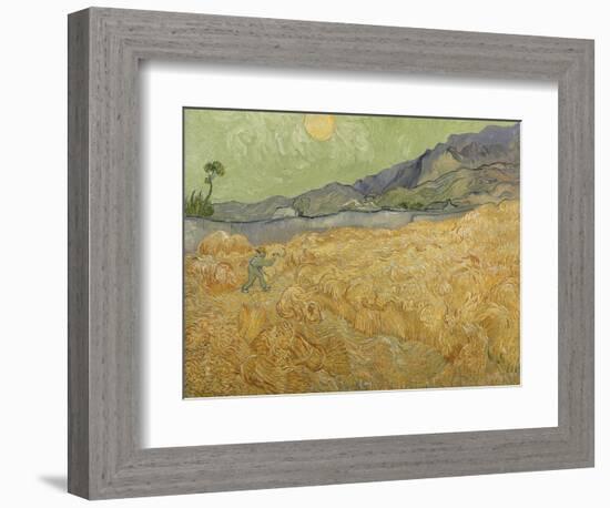 Wheatfield with Reaper, 1889-Vincent van Gogh-Framed Giclee Print