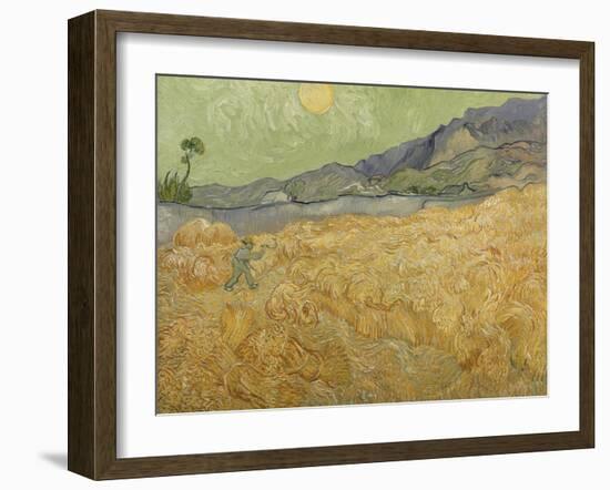 Wheatfield with Reaper, 1889-Vincent van Gogh-Framed Giclee Print