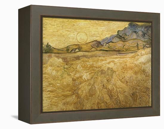 Wheatfield with Reaper, 1889-Vincent van Gogh-Framed Premier Image Canvas