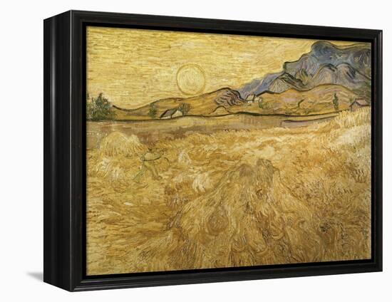 Wheatfield with Reaper, 1889-Vincent van Gogh-Framed Premier Image Canvas