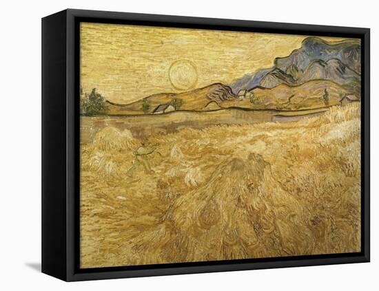 Wheatfield with Reaper, 1889-Vincent van Gogh-Framed Premier Image Canvas