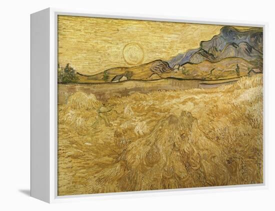 Wheatfield with Reaper, 1889-Vincent van Gogh-Framed Premier Image Canvas