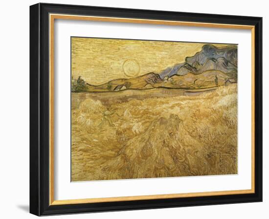 Wheatfield with Reaper, 1889-Vincent van Gogh-Framed Premium Giclee Print