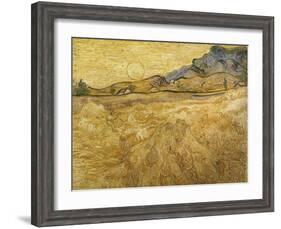 Wheatfield with Reaper, 1889-Vincent van Gogh-Framed Giclee Print