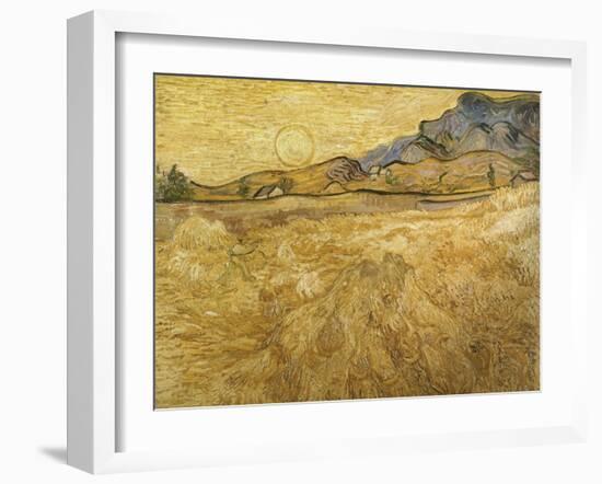 Wheatfield with Reaper, 1889-Vincent van Gogh-Framed Giclee Print