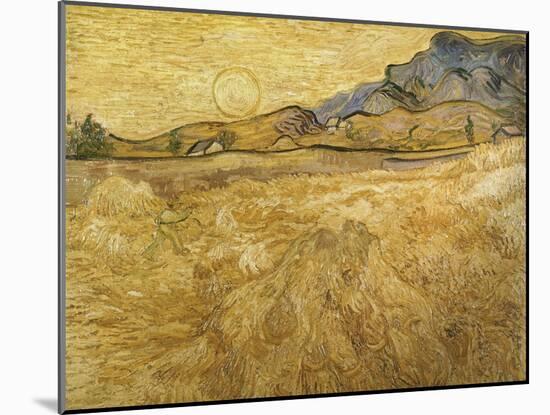 Wheatfield with Reaper, 1889-Vincent van Gogh-Mounted Giclee Print