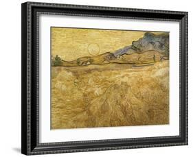 Wheatfield with Reaper, 1889-Vincent van Gogh-Framed Giclee Print
