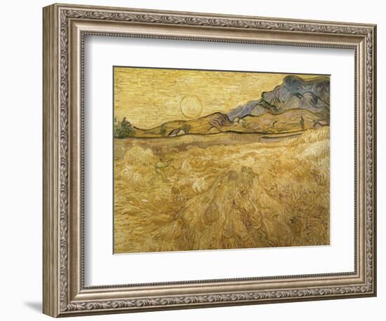 Wheatfield with Reaper, 1889-Vincent van Gogh-Framed Giclee Print