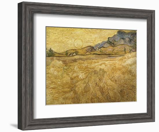 Wheatfield with Reaper, 1889-Vincent van Gogh-Framed Giclee Print