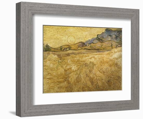 Wheatfield with Reaper, 1889-Vincent van Gogh-Framed Giclee Print