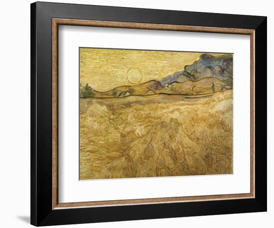 Wheatfield with Reaper, 1889-Vincent van Gogh-Framed Giclee Print