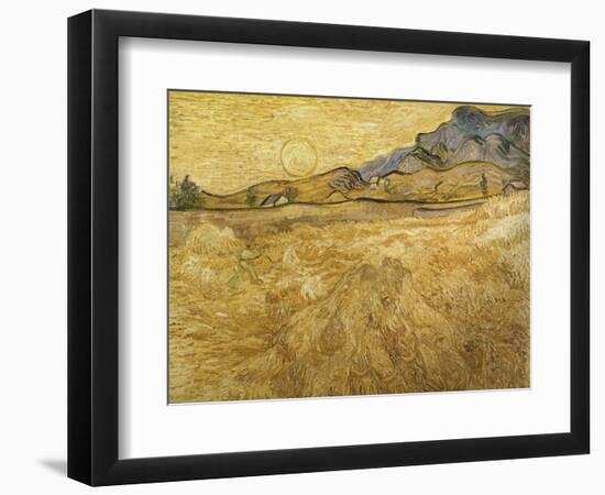 Wheatfield with Reaper, 1889-Vincent van Gogh-Framed Giclee Print