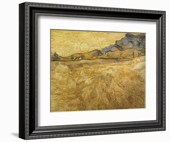 Wheatfield with Reaper, 1889-Vincent van Gogh-Framed Giclee Print