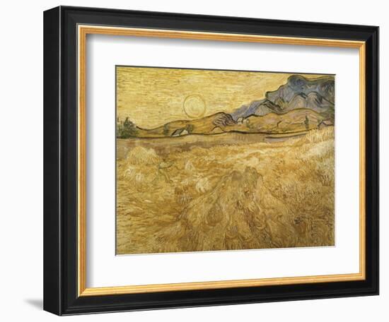 Wheatfield with Reaper, 1889-Vincent van Gogh-Framed Giclee Print