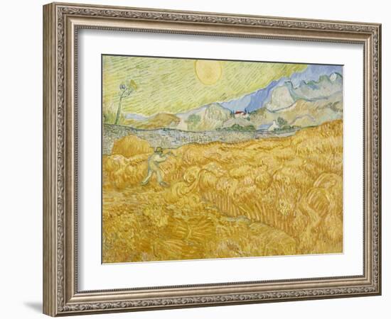 Wheatfield with Reaper (La Moisson), 1889-Vincent van Gogh-Framed Giclee Print