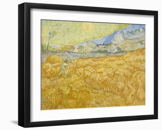 Wheatfield with Reaper (La Moisson), 1889-Vincent van Gogh-Framed Giclee Print