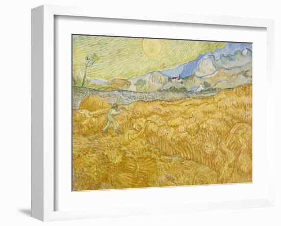 Wheatfield with Reaper (La Moisson), 1889-Vincent van Gogh-Framed Giclee Print