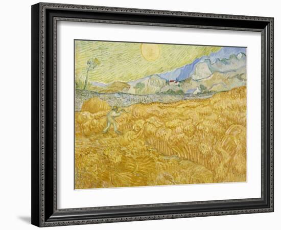 Wheatfield with Reaper (La Moisson), 1889-Vincent van Gogh-Framed Giclee Print