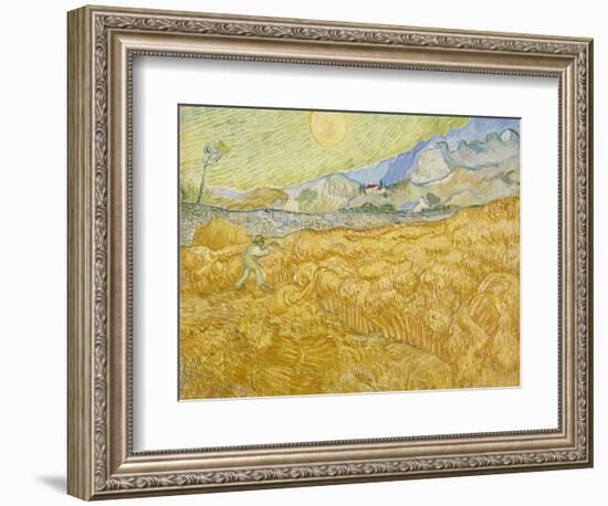 Wheatfield with Reaper (La Moisson), 1889-Vincent van Gogh-Framed Giclee Print