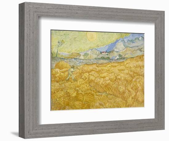 Wheatfield with Reaper (La Moisson), 1889-Vincent van Gogh-Framed Giclee Print