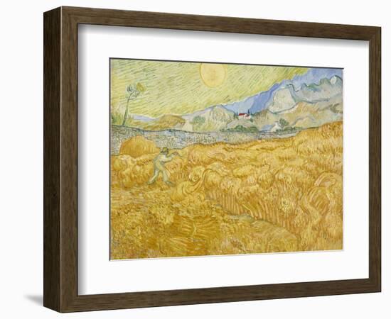 Wheatfield with Reaper (La Moisson), 1889-Vincent van Gogh-Framed Giclee Print