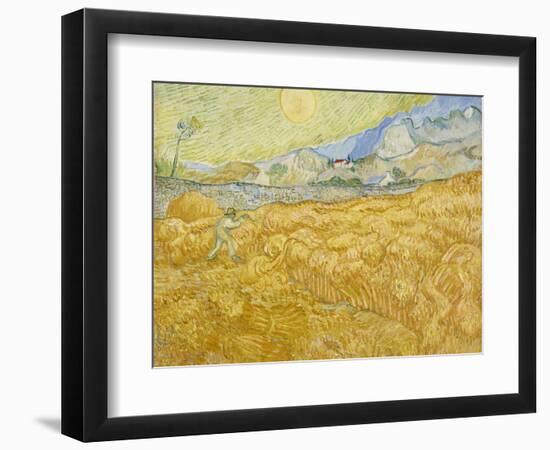 Wheatfield with Reaper (La Moisson), 1889-Vincent van Gogh-Framed Giclee Print