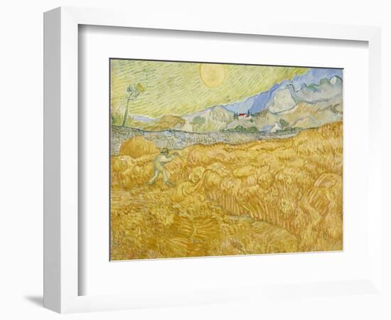 Wheatfield with Reaper (La Moisson), 1889-Vincent van Gogh-Framed Giclee Print