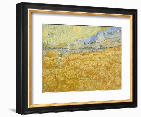 Wheatfield with Reaper (La Moisson), 1889-Vincent van Gogh-Framed Giclee Print