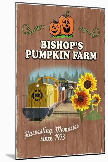 Wheatland, California - Bishop's Pumpkin Farm - Vintage Sign-Lantern Press-Mounted Art Print