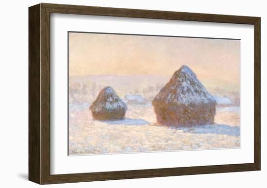 Wheatstacks, Snow Effect, Morning, 1891-Claude Monet-Framed Giclee Print