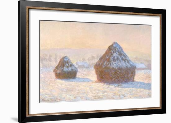 Wheatstacks, Snow Effect, Morning, 1891-Claude Monet-Framed Art Print