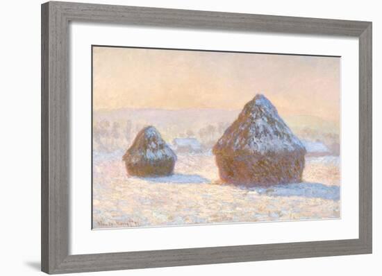 Wheatstacks, Snow Effect, Morning, 1891-Claude Monet-Framed Art Print