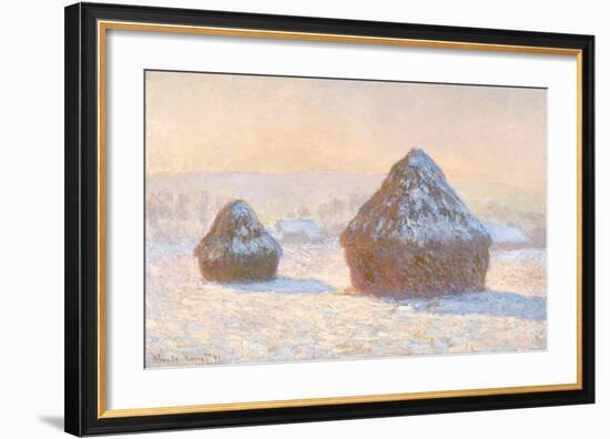 Wheatstacks, Snow Effect, Morning, 1891-Claude Monet-Framed Art Print
