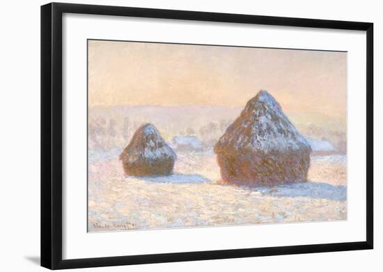 Wheatstacks, Snow Effect, Morning, 1891-Claude Monet-Framed Art Print