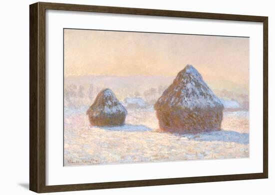 Wheatstacks, Snow Effect, Morning, 1891-Claude Monet-Framed Art Print