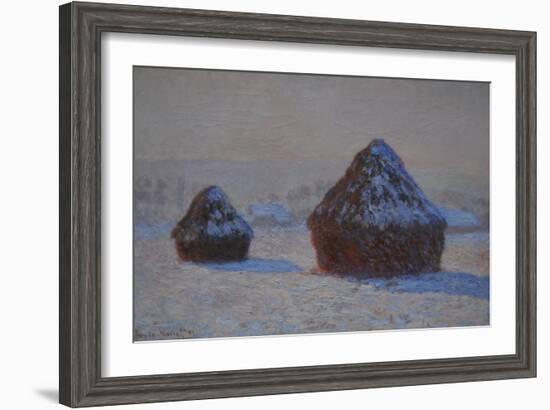 Wheatstacks, Snow Effect, Morning, 1891-Claude Monet-Framed Giclee Print