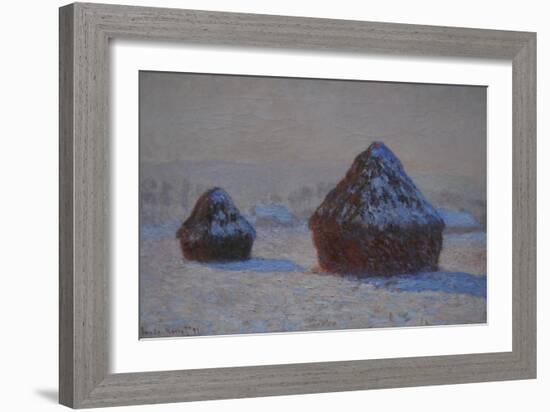 Wheatstacks, Snow Effect, Morning, 1891-Claude Monet-Framed Giclee Print