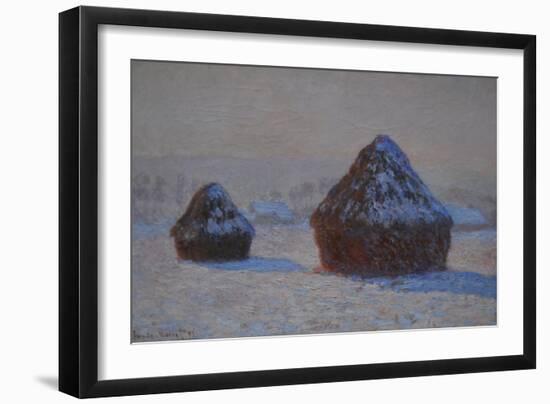 Wheatstacks, Snow Effect, Morning, 1891-Claude Monet-Framed Giclee Print