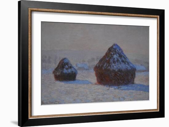 Wheatstacks, Snow Effect, Morning, 1891-Claude Monet-Framed Giclee Print