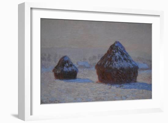 Wheatstacks, Snow Effect, Morning, 1891-Claude Monet-Framed Giclee Print