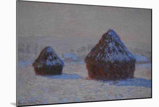Wheatstacks, Snow Effect, Morning, 1891-Claude Monet-Mounted Giclee Print