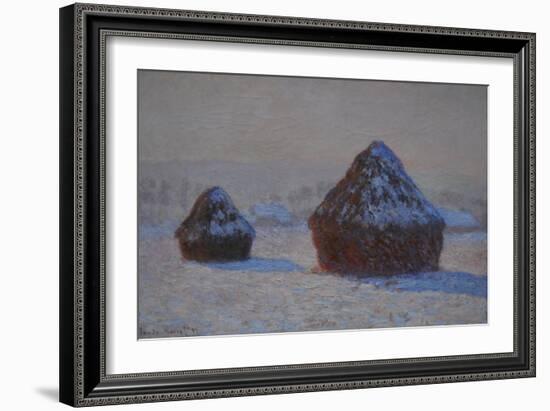 Wheatstacks, Snow Effect, Morning, 1891-Claude Monet-Framed Giclee Print